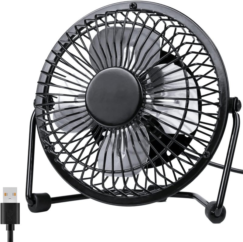 Zuvas Desk Fan Quiet Small USB Fan 360° Rotation Portable Table Fan 2 Speed Mini Personal Fan Air Cooling Electric Fan for Home Office Bedroom Travel Camping, 4 inch Black - Image 1